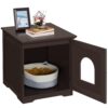 SmileMart Wooden Enclosed Litter Box Cat House Side Table, Espresso