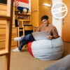 Big Joe Fuf Medium Foam Filled Bean Bag Chair, Kids and Teens, Scarlet/Grey Lenox, 3ft Big
