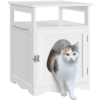 SmileMart Wooden Cat Litter Box End Table White