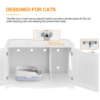 SmileMart Wooden Cat Litter Box Side Table Washroom Storage Bench with Divider, White