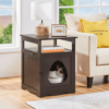SmileMart Wooden Cat Litter Box End Table Pet Hidden Furniture, Espresso