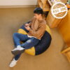Big Joe Fuf Medium Foam Filled Bean Bag Chair, Kids and Teens, Blue/Gold Lenox, 3ft Big