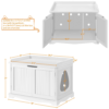 SmileMart Wooden Pet Litter Box for Pets Cat Hidden Washroom Bathroom with Door, White