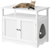 Easyfashion Cat Litter Box End Table with Storage Shelf, White