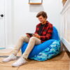Big Joe Warp Bean Bag Chair, Kids/Teens, Spandex/Smartmax 2.5ft, Blue Camo/White