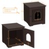 SmileMart Wooden Enclosed Litter Box Cat House Side Table, Espresso