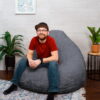 Big Joe Lotus Foam Bean Bag Chair, Short Shag 4ft, Stone