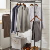 Better Homes & Gardens Double Hanging Garment Rack, 38.2in Wx 23.6in Dx 66.1in H, Gunmetal Finish, Gray