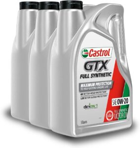 Castrol GTX Full Synthetic 0W-20 Motor Oil, 5 Quarts, Pack of 3