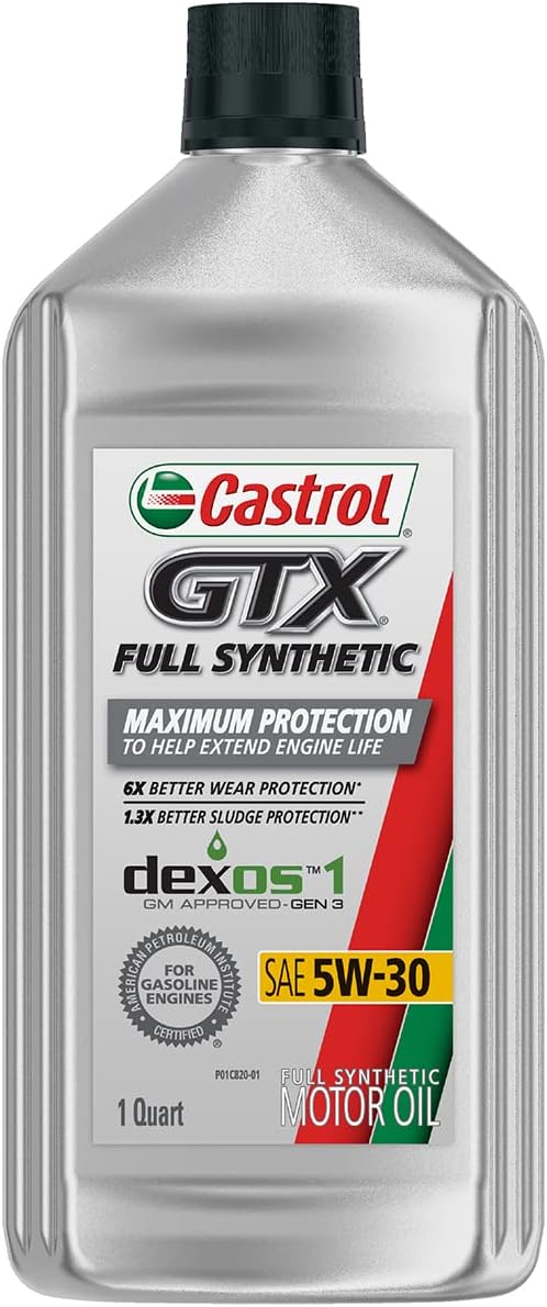  Castrol GTX Full Synthetic 5W-30 Motor Oil, 1 Quart, Pack of 6  : Automotive