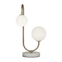 DecMode 18" 2 Light Orb Gold Table Lamp with White Glass Shade