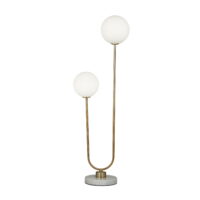 DecMode 31" 2 Light Gold Table Lamp with White Glass Shade