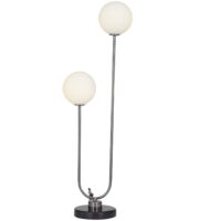 DecMode 31" 2 Light Orb Silver Table Lamp with White Glass Shade