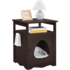 Easyfashion 25.5''H Pet Litter Box Wood End Table for Living Room, Espresso