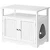 Easyfashion Cat Litter Box End Table with Storage Shelf, White