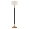 Evelyn&Zoe FL0159 Mid-Century Modern and Minimalist Floor Lamp in Matte black and Polished Brass with White Linen Drum Shade