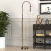 Evelyn&Zoe Mid-Century Modern Metal Arc Floor Lamp with Clear Glass Shade