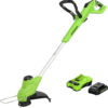 Greenworks 24V 12-inch TORQDRIVE String Trimmer with 2Ah USB Battery and Charger, 2104502AZ