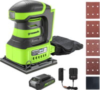 Greenworks 24V Cordless 1/4 Quarter Sheet Sander 11,000 OPM with 2Ah Battery and Charger