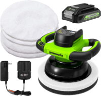 Greenworks 24V Cordless 10" Pad 2800 RPM Car Buffer & Polisher, with 4 Buffing Bonnets, 2.0Ah Battery & Charger