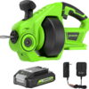 Greenworks 24V Drain Auger 550 RPM with 2Ah Battery and Fast Charger