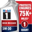 Mobil 1 High Mileage Full Synthetic Motor Oil 5W-30, 6-Pack of 1 quarts