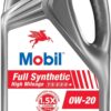 Mobil Full Synthetic High Mileage Motor Oil 0W-20, 5 Quart