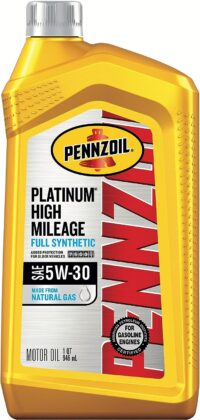 Pennzoil Platinum High Mileage Full Synthetic 5W-30 Motor Oil for Vehicles Over 75K Miles (1-Quart, Case of 6)