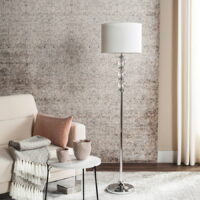 Safavieh Riga 60 in. H Glam Floor Lamp, Clear/Off-White Shade