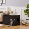 SmileMart Wooden Cat Litter Box Side Table Washroom Storage Bench with Divider, Espresso