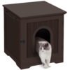 SmileMart Wooden Enclosed Litter Box Cat House Side Table, Espresso