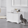 SmileMart Wooden Pet Litter Box for Pets Cat Hidden Washroom Bathroom with Door, White