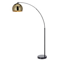 Teamson Home Arquer Arc 66.93" Metal Floor Lamp with Bell Shade, Gold