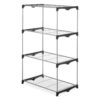 Whitmor 4-Tier Shelf Tower Closet System, Black and Silver - Metal - For Bedroom, Attic, or Garage