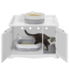 SmileMart Wooden Pet Litter Box for Pets Cat Hidden Washroom Bathroom with Door, White