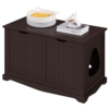 SmileMart Wooden Cat Litter Box Side Table Washroom Storage Bench with Divider, Espresso