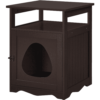 Easyfashion 25.5''H Pet Litter Box Wood End Table for Living Room, Espresso