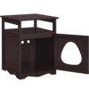 Easyfashion 25.5''H Pet Litter Box Wood End Table for Living Room, Espresso