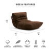 Big Joe Roma Bean Bag Chair, Plush 3ft, Chocolate