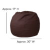 Flash Furniture Small Solid Brown Refillable Bean Bag Chair for Kids and Teens