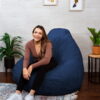 Big Joe Lotus Foam Bean Bag Chair, Short Shag 4ft, Navy