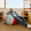 Big Joe Fuf Medium Foam Filled Bean Bag Chair, Kids and Teens, Scarlet/Grey Lenox, 3ft Big