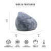 Big Joe Lotus Foam Bean Bag Chair, Short Shag 4ft, Stone
