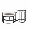Ameriwood Home Caldwell 4-Piece Nesting Coffee and End Table Bundle, Ivory Pine w/ Black Metal
