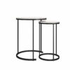 Ameriwood Home Caldwell 4-Piece Nesting Coffee and End Table Bundle, Ivory Pine w/ Black Metal