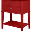 Desert Fields Eclectic Boho Accent Table with 2 Drawers, Red