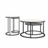 Ameriwood Home Caldwell 4-Piece Nesting Coffee and End Table Bundle, Ivory Pine w/ Black Metal