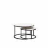 Ameriwood Home Caldwell 4-Piece Nesting Coffee and End Table Bundle, Ivory Pine w/ Black Metal