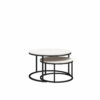 Ameriwood Home Caldwell 4-Piece Nesting Coffee and End Table Bundle, Ivory Pine w/ Black Metal