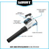 HART 40-Volt 120 MPH at 450 CFM 450 CFM Battery Powered Axial Blower Kit, (1) 4.0 Ah Lithium-Ion Battery
